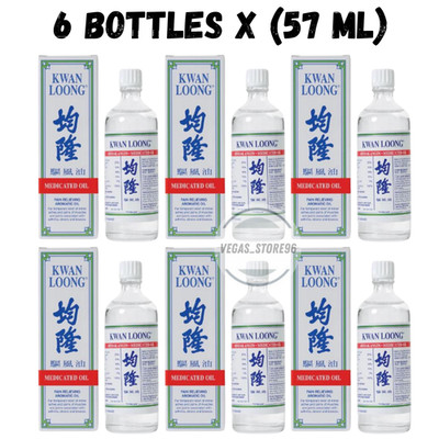 6 X Kwan Loong Medicated Oil 57ml with Menthol & Eucalyptus Oil