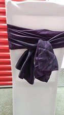 110 Satin purple Cover Sash Bows for Chair decoration party
