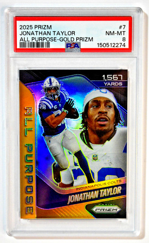 2025 Prizm #7 Jonathan Taylor All Purpose Gold Prizm /10 PSA 8 Colts