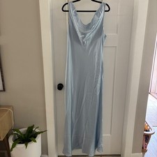 NWT Size 14 Reformation Annabelle Silk Dress Horizon Blue Cowl Neck Maxi Formal