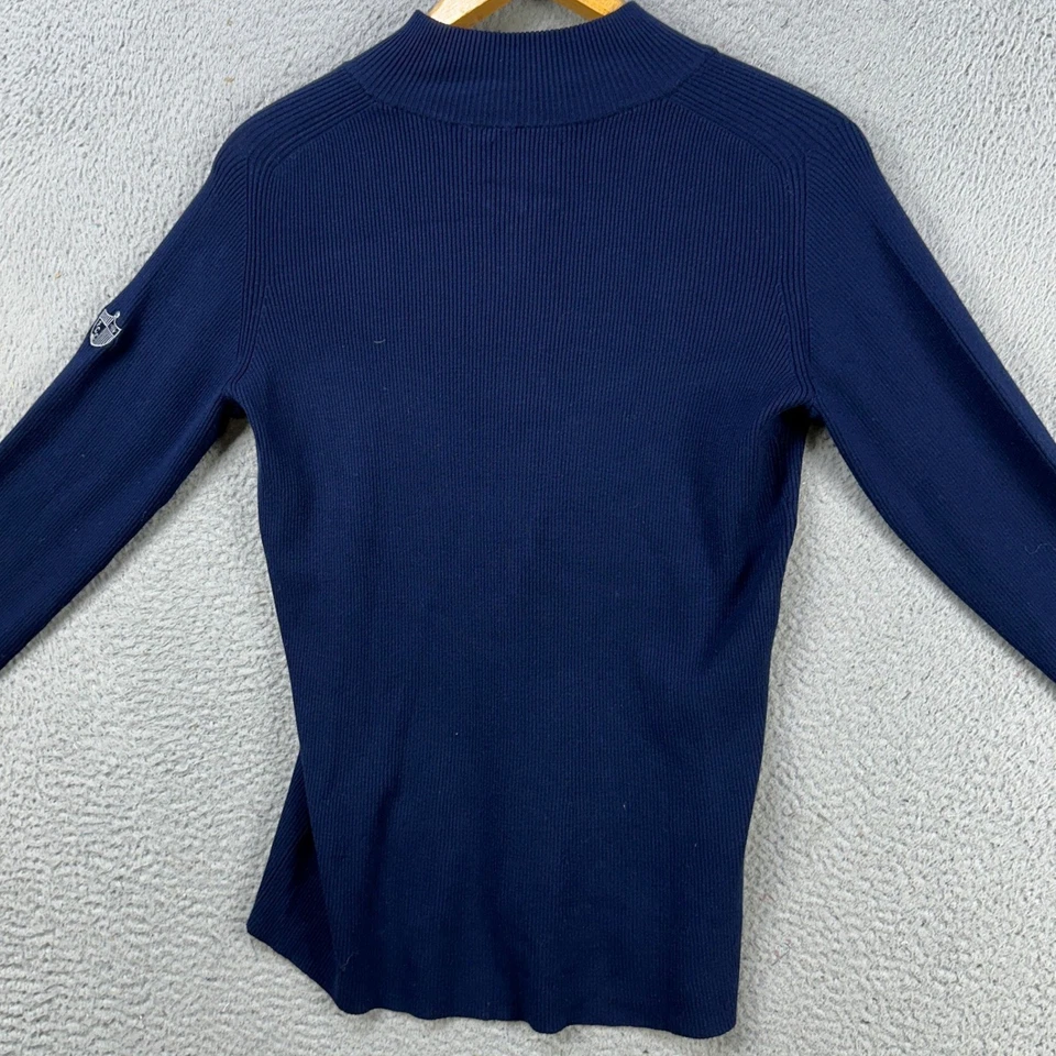 Suéter Pullover Peter Millar Mujer Medio Azul Tejido Cuarto Cremallera Pullover NUEVO Foto 3 de 4