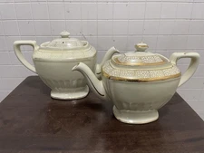 Rare Vintage Hall Teapot USA 6 & 8 Cup Pale Yellow/Gold, Lot of 2
