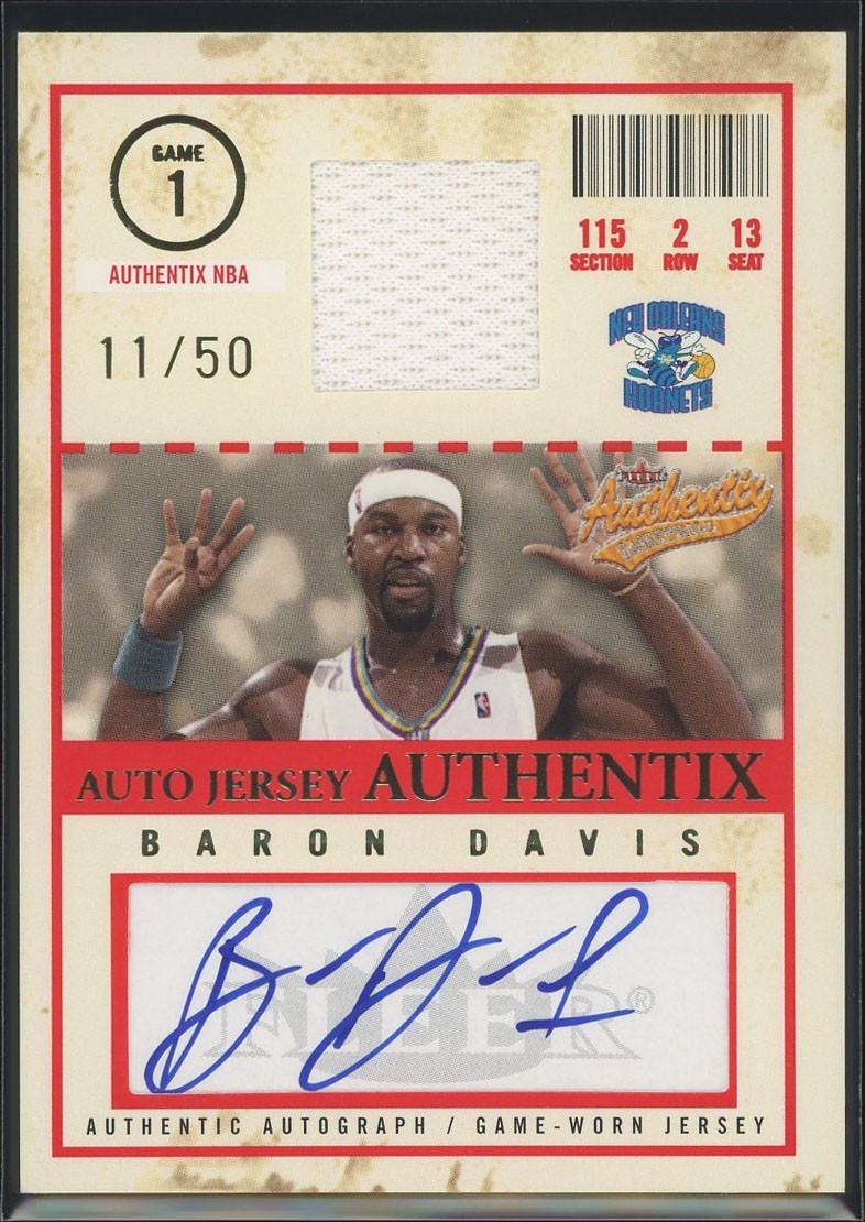 Baron Davis 2004-05 Fleer Authentix #AJA-BD Patch Auto /50 Hornets