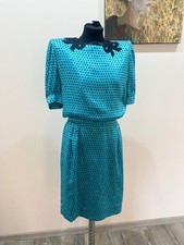 Valentino Garavani Silk Dress Polka Dot Blue UK 12 / M Vintage Elegant