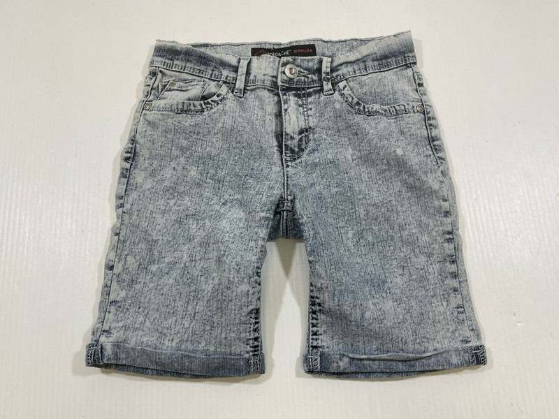 Jordache Girls Youth Blue Cotton Ramie Stretch Adj Waist Bermuda Shorts 10