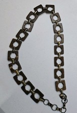 Vintage Yves Saint Laurent YSL Belt Neckless Faux Wood Brown Geometric Squares