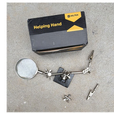 Hiltex Helping Hand Magnifying Glass Tool with Alligator Clips, Silver 01902