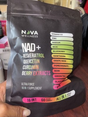 Nova Wellness Nad Resveratrol Quercetin Curcumin Berry Extracts 60 Gummies