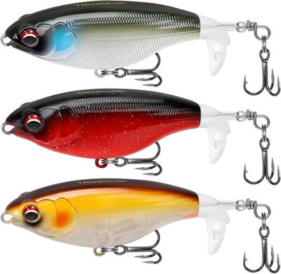 Top Water Fishing Lures with BKK Hooks for Bass, Catfish, Pike - Fresh/Saltwater