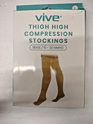 NEW  VIVE THIGH HIGH COMPRESSION STOCKINGS LARGE BEIGE 15-20 MMHG