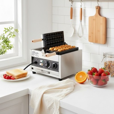 1500W Edelstahl Elektrisch Waffelbissen Bubble Waffle Maker Waffelmaschine Neu