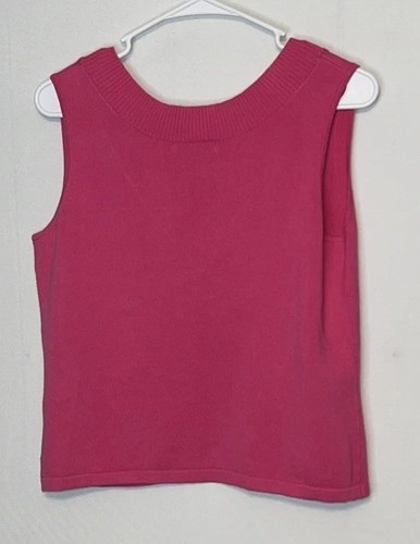 Willi Smith Knit Tank Top Womens M Pink V Neck Stretch - Picture 2 of 5