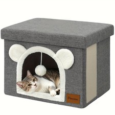 Interactive Cat House With Lid Cute Cave Bed Condo Scratch Pad Ball for Indoor