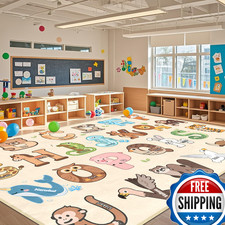 Ftbniqwrhn Kids Rugs For Playroom Classroom - 8X10 Feet Large Abc Rugs Kids
