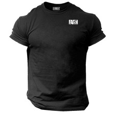 Faith T Shirt Pocket Gym Clothing Bodybuilding Training Workout Muscles MMA Top
