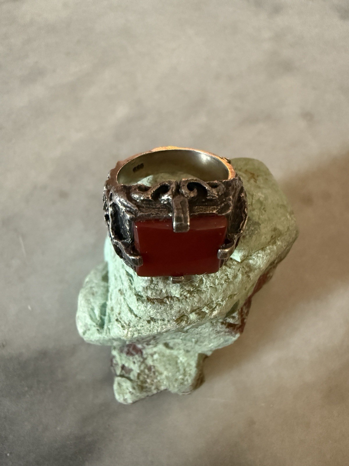 Gothic Carnelian 925 Silver Ring - image 2