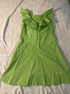 Vintage Handmade Green Polka Dot Ruffle Dress Women s XS Small
