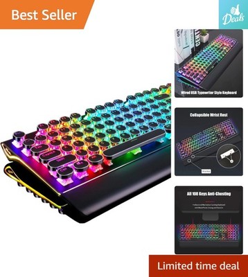 S108 Retro Typewriter Mechanical Keyboard with RGB and Detachable Wrist Rest