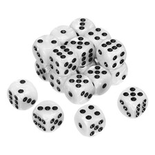 24Pcs 6 Sided Colored Standard Dice, Acrylic D6 Pearl Pattern Dice, White/Black