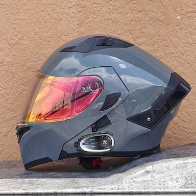 Modular Dual Visor Motorcycle Helmet Built-in Camera Bluetooth Intercom Headset