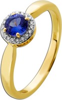 Tansanit Ring Gold 375 9K Natur Edelstein Lab Grown Diamanten 0.10Ct