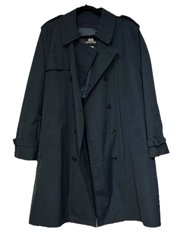 Vintage Stafford 44S Trench Coat Double-Breasted, Classic Menswear - Image 2 of 4