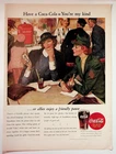 Vintage 1944 Coca-Cola Print Ad WWII Military Women Allies Friendly Pause Coke