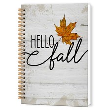 Hello Fall Spiral Notebook, Farmhouse Rustic Autumn Maple Leaf College Ruled ...