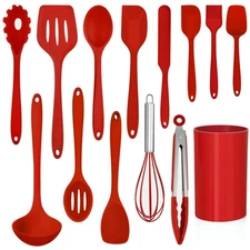 14 Pcs Cooking Utensils Set with Holder, Silicone Kitchen Cookware Utensils S...
