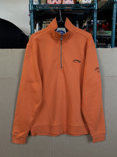 Callaway Golf Pullover Sweatshirt Men's Medium 1/4 Zip Orange Embroidered