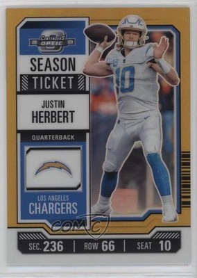 2023 Contenders Optic Season Ticket Orange Prizm 46/50 Justin Herbert #31 00ws