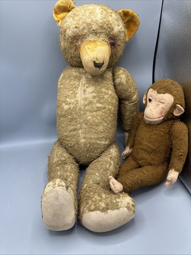 3 Alte Teddys Bären Rübi Groß Sammler Vintage Brummstimme Mohair Hermann? Affe - Bild 12 von 18