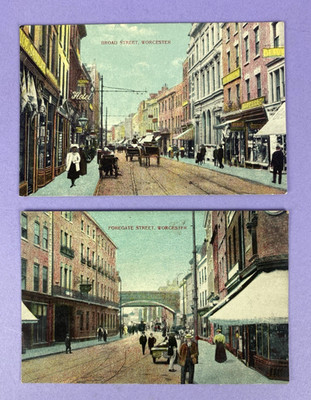 Broad Street + Foregate Street Worcester Original Vintage Postkarten