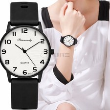 Ladies Wrist Watch Quartz Big Face Soft Silicone Strap