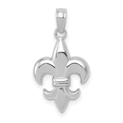 14K Weißgold 2-D kleiner Fleur de Lis Charm