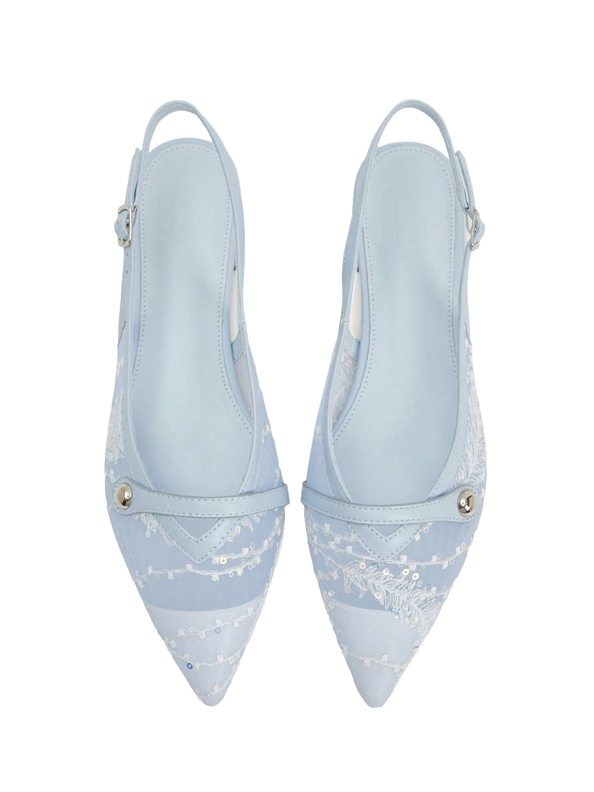 Women's Baby Blue Pointed Toe Comfortable Flat Slip-On Shoes