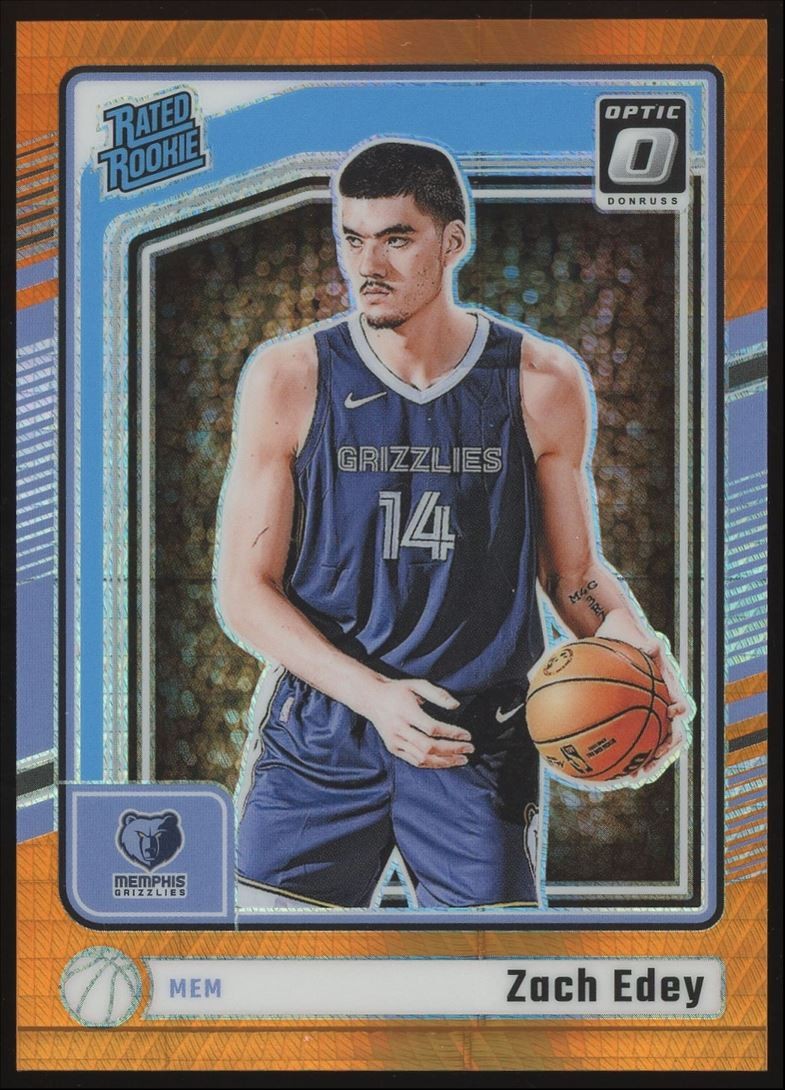 Zach Edey Rookie #288 2024-25 Panini Donruss Optic Orange Hyper Prizm RC SP /299