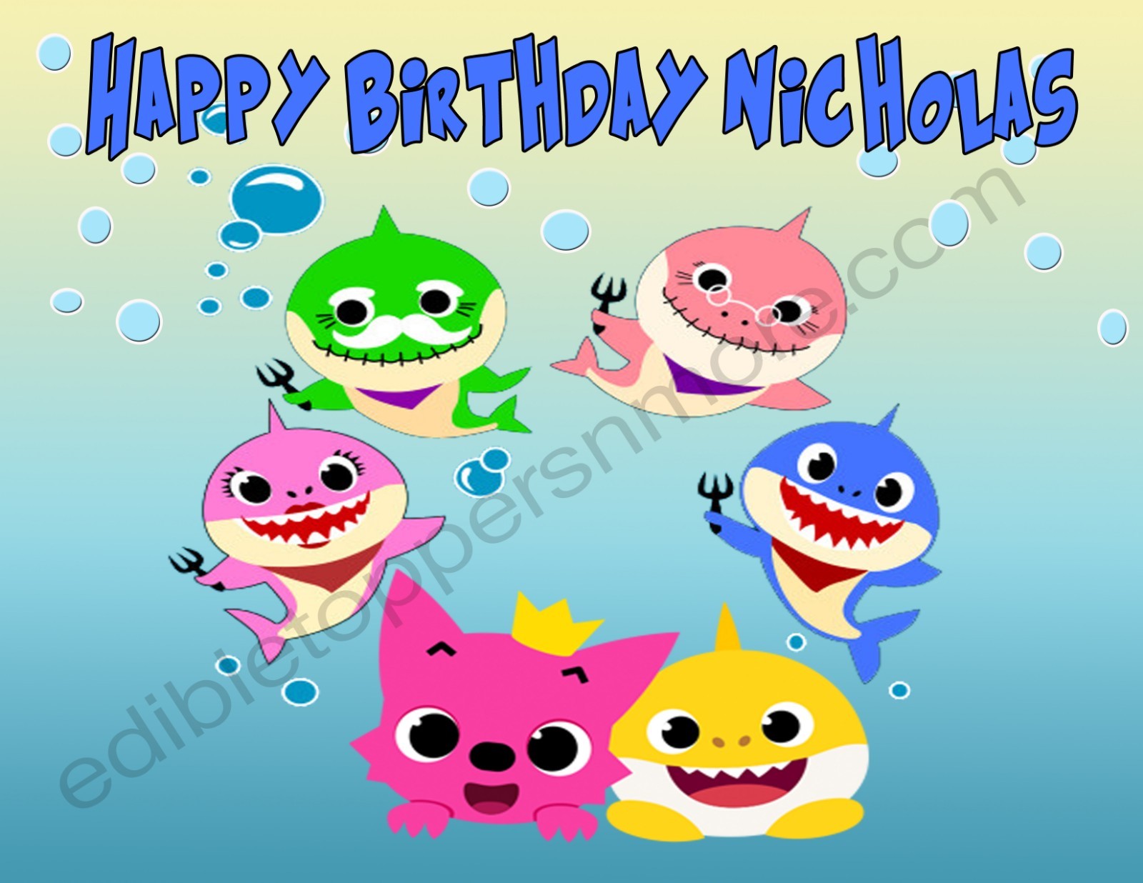 Baby Shark Personalized Edible Print Premium Cake Topper Frosting Sheets 5  Size | eBay