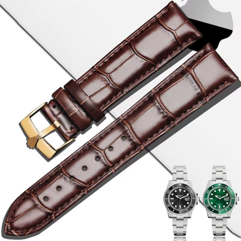 20mm 21mm Leather Watch Strap for ROLEX Yacht Master Daytona Replacement Band