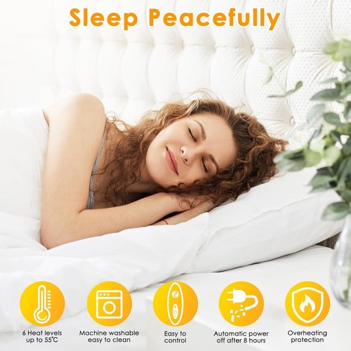 Wärmedecke 100W Microfleece 6 stufen Heizdecke Wärmebett Decke Bett Wärme 150x80 - Bild 4 von 10