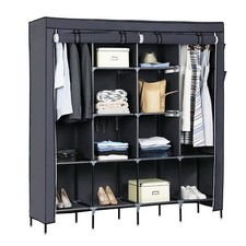 67" Portable Clothes Closet Modular Cabinet Wardrobe Storage Organizer Gray US