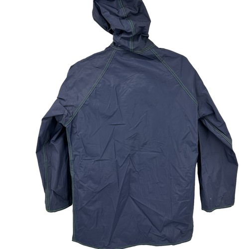 Rainskins Vintage 1980s Reversible Vinyl Rain Coat Jacket Green Blue Medium - Picture 21 of 23