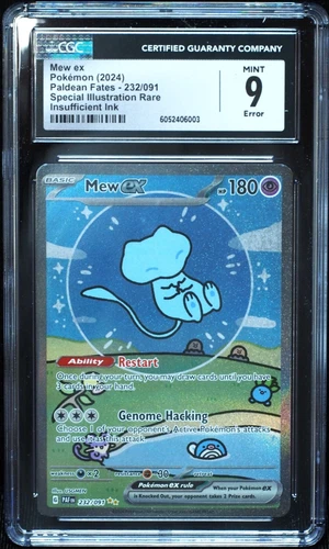 Mew EX 232/091 SIR Paldean Fates Pokemon Card CGC 9 Mint Insufficient Ink Error