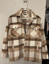 Gianni Bini Millie Plaid Long Sleeve Button Front Jacket Shacket Size S