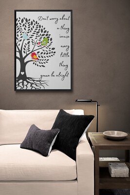 ''Don't worry'' Bob Marley '3 little birds' wall art original print  Free P&P