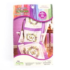 Janlynn Stamped Cross Stitch Quilt Blocks 998-4011 Pansy  Butterfly Purple