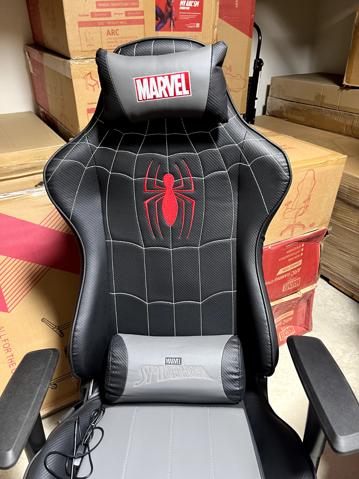 Spider-Man Gaming Chair with Massage Lumber Pillow