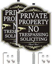  2 Pack Large No Trespassing Signs Private Property with Stake 36" Tall, 14" x
