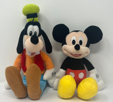 Disney Mickey Mouse 9in. and Goofy 11in. Collectible Stuffed Plush Toys lot of 2
