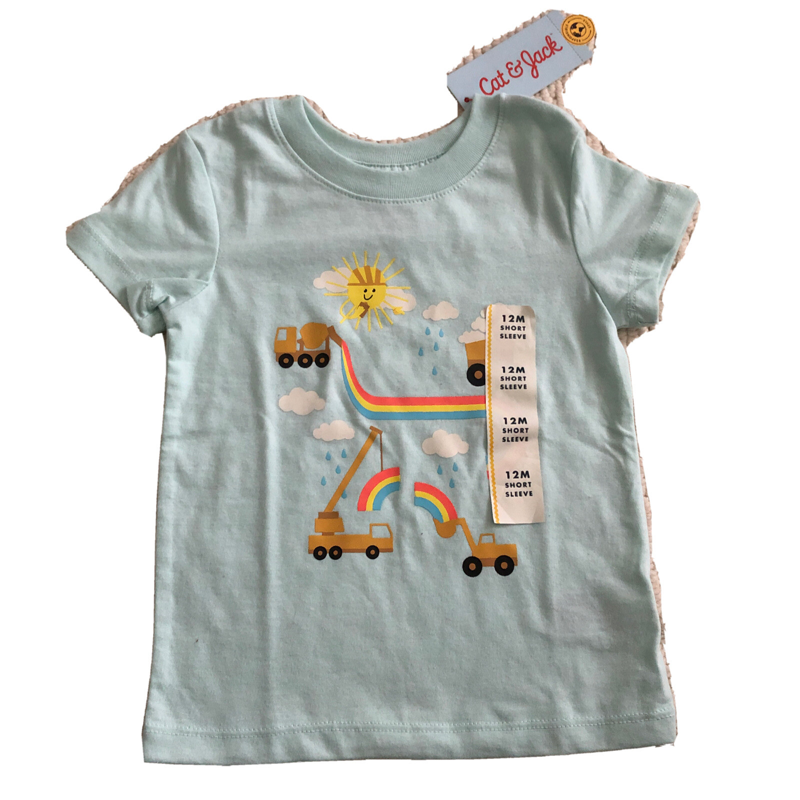 Cat & Jack Kids T-Shirt Rainbow, Trucks, & Sun Size 12M Short Sleeve